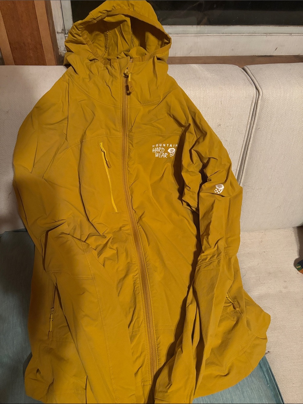 Mountain Hardwear Mustard Hooded Lightweight Softshell